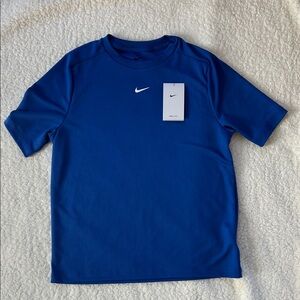Nike Kids Blue Short-Sleeve Athletic Tee with White Swoosh